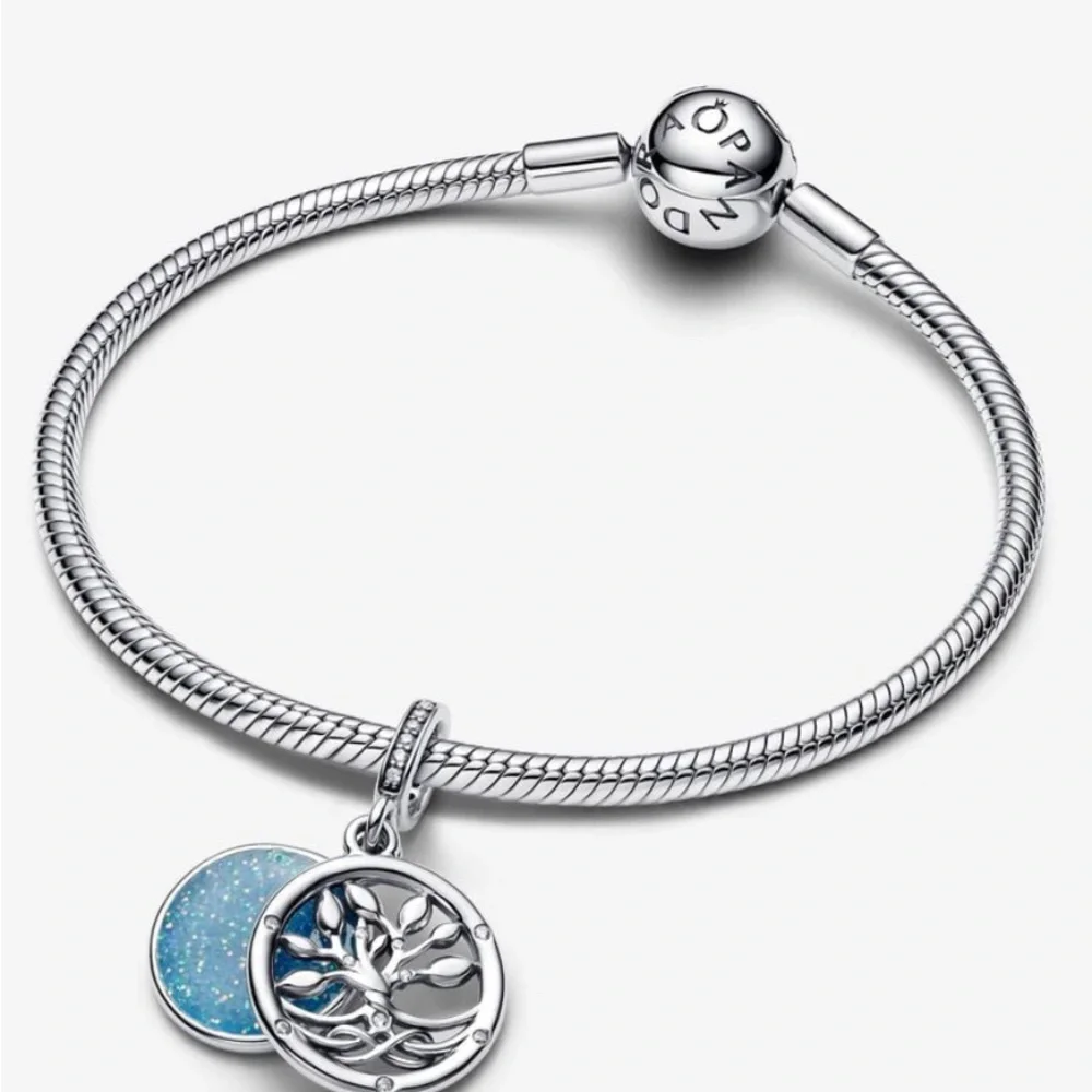 PANDORA Glow-in-the-dark Infinity Tree Double Dangle Charm w/box - Picture 8 of 8